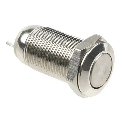 Spínač s aretací, stříbrný, průměr 10mm, IP65