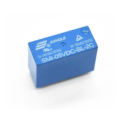 Relé SMI-05VDC-SL-2C, 5V DC/250V AC 5A