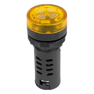 LED kontrolka s bzučákem AD16-22SM, pro průměr otvoru 22mm Žlutá 110-130V AC/DC