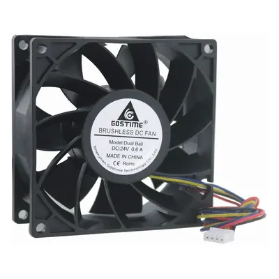 Ventilátor 92x92x38mm, 24V DC, XH2.54 - 4pin