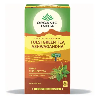 Organic India Čaj Tulsi Green Tea Ashwaganda, bio 50 g, 25 ks