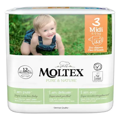 Moltex Dětské plenky Midi 4-9 kg Pure & Nature 33 ks