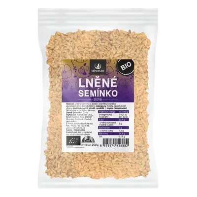 Allnature Allnature Lněné semínko zlaté BIO, 200 g