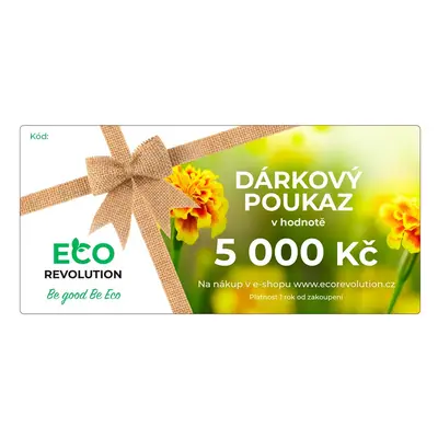 EcoRevolution Dárkový poukaz EcoRevolution - 5 000 Kč Varianta poukazu: Elektronický poukaz