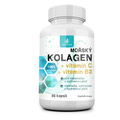 Allnature Allnature Mořský kolagen + vit. C + vit B3, 30 kapslí