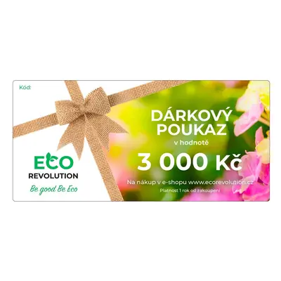 EcoRevolution Dárkový poukaz EcoRevolution - 3 000 Kč Varianta poukazu: Elektronický poukaz