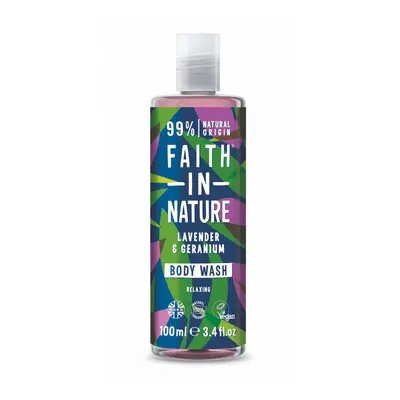 Faith in Nature - Přírodní sprchový gel Levandule a Pelargonie - cestovní, 100ml