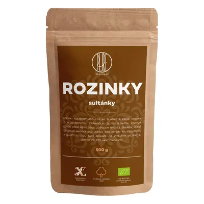 BrainMax Pure Rozinky Sultánky sušené BIO, 500g