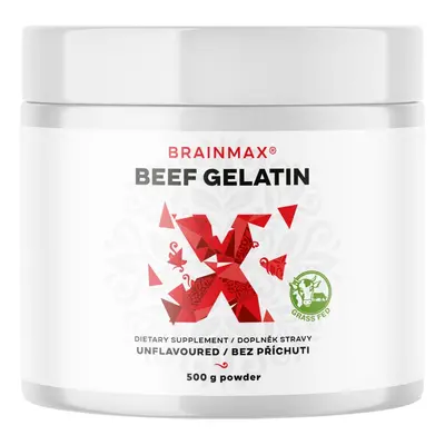 BrainMax Beef Gelatin, Grass-fed hovězí želatina, pro zdraví kloubů a pokožky, 500 g