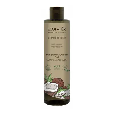 ECOLATIER - Šampon-balzám na vlasy 2v1, KOKOS, 350 ml, EXPIRACE