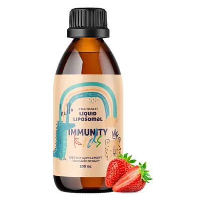 BrainMax Lipozomální Komplex Vitamínů pro děti, Podpora Imunity, jahoda, 200 ml