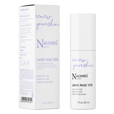 Nacomi Next Lvl. - Sérum kyselina mléčná 10%, Hydratace pleti, 30ml