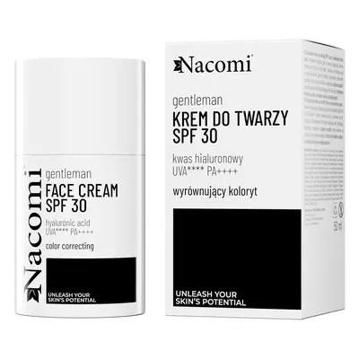 Nacomi Gentleman - Hydratační pleťový krém s SPF 30, sjednocuje tón pleti, 50 ml