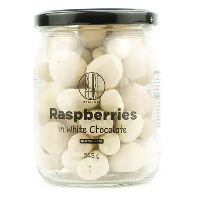 BrainMax Pure Raspberries in White Chocolate, Lyofilizované maliny v bílé čokoládě, 245 g