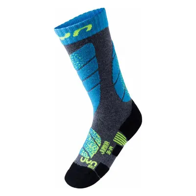 UYN - ponožky T JUNIOR SKI SOCKS medium grey melange/turquoise