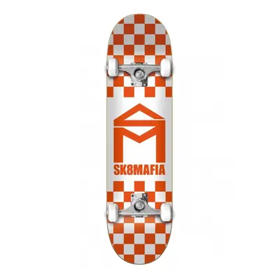 Sk8Mafia skateboards House Logo Checker Orange 8.0"x31.85" Sk8Mafia Complete white/orange