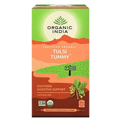 Organic India Organic Indie Tulsi Tummy porcovaný čaj trávení a žaludek, 25 sáčků (25 x 1,8 g)