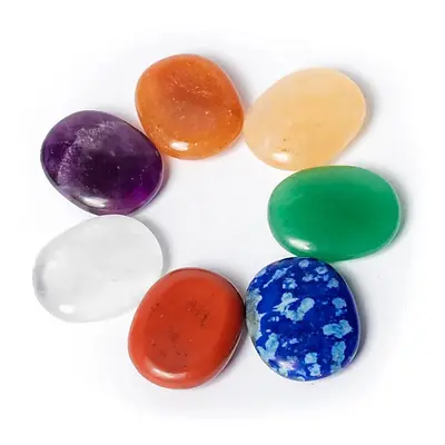 Phoenix Import Worry Stone sada leštěné oválné polodrahokamy ke zklidnění - 7 čaker 2,5 cm