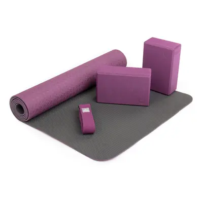 Bodhi Yoga Bodhi jóga set pro začátečníky fialový - podložka 183 cm x 60 cm x 5 mm, popruh na cv