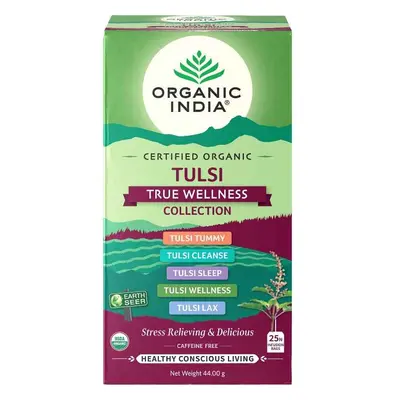 Organic India Organic Indie Tulsi True Wellness porcovaný čaj pro optimální zdraví a vitalitu 25