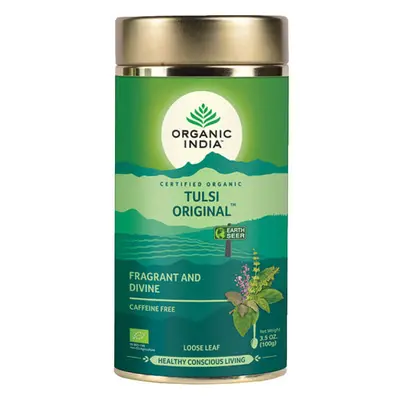 Organic India Tulsi original Bazalka sypaný čaj obranyschopnost, stres, vitalita 100 g