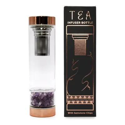 Ancient wisdom Flexity láhev na čaj z křišťálového skla Rose Gold Amethyst 500 ml