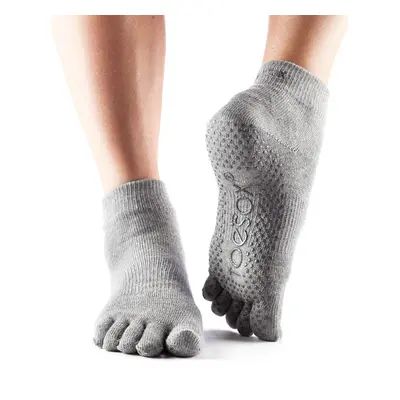 Toesox Fulltoe Ankle Grip protiskluzové ponožky (Heather Grey) Barva: Steel Grey, Velikost: M 39