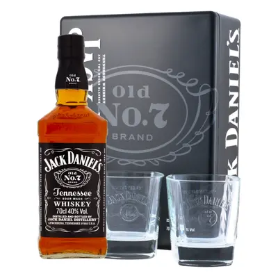 Jack Daniel´s v plechu 40% 0,7L (dárkové balení s 2 skleničkami)