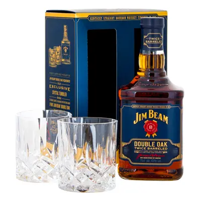 Jim Beam Double Oak 43% 0,7L (dárkové balení s 2 skleničkami)