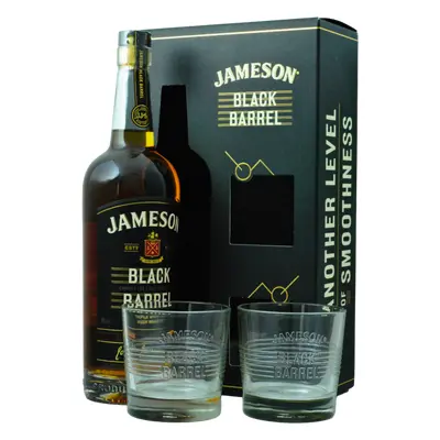 Jameson Black Barrel 40% 0.7L (dárkové balení s 2 skleničkami)