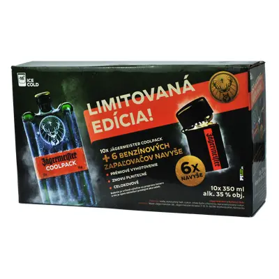 Jägermeister Coolpack 35% 10X0,35L (set so 6 zapaľovačmi)