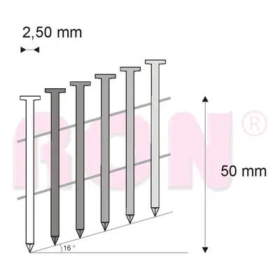 Hřebíky FAC svitek drát 16° 2,5/50 hladké RON, 9000 ks