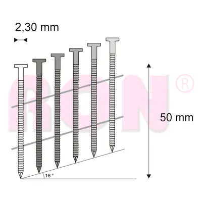 Hřebíky FAC svitek drát 16° 2,3/50 konvex RON