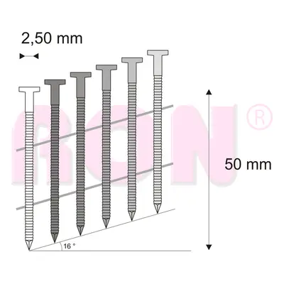 Hřebíky FAC svitek drát 16° 2,5/50 konvex RON, 9000 ks