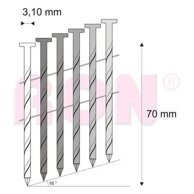 Hřebíky FAC svitek drát 16° 3,1/70 kroucené RON, 4500 ks