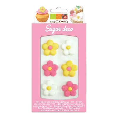 Cakesupplies Cukrové zdobení - Kvítky (bílé, růžové, žluté) ks