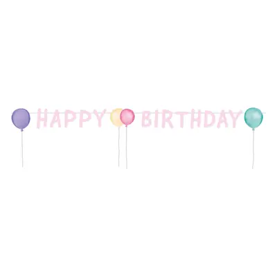 Amscan Banner Happy Birthday - pastelové balóny x 13,8 cm