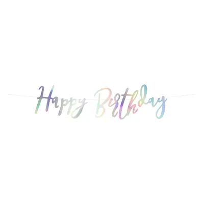 PartyDeco Banner duhový - Happy Birthday 16,5 x cm