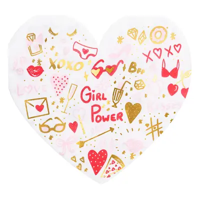 PartyDeco Ubrousky srdce - Girl Power x 15cm ks