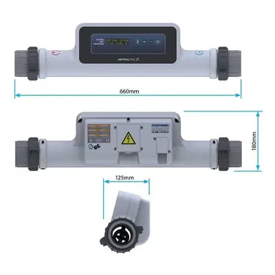 AstralPool elektrický ohřev Compact s OLED displejem 3 kW/380 V iNCOLOY 825