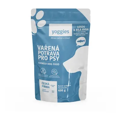 Yoggies Vařená potrava pro psy – losos a bílá ryba s chia semínky Velikost: 650g