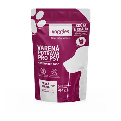 Yoggies Vařená potrava pro psy – krůtí a králičí maso s dýňovými semínky Velikost: 150g