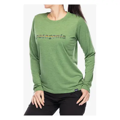 Dámská mikina Patagonia L/S Capilene Cool Daily Graphic Shirt - text logo nouveau green