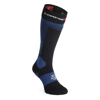 Skialpové ponožky Compressport Ski Touring Full Socks - black/estate blue