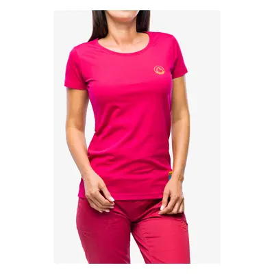 Bavlněné tričko dámské La Sportiva Climbing on the Moon T-Shirt - fucsia/giallo