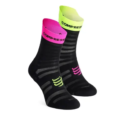 Ponožky na běhání Compressport Pro Racing v4.0 UL Run High - black/safe yellow/neo pink