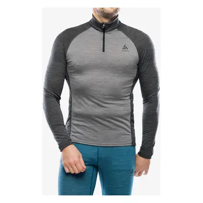 Funkční mikina Odlo Natural Performance PW BL Top Turtle Neck LS Half Zip - grey melange