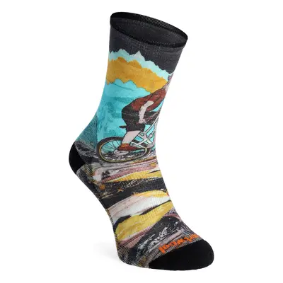 MTB ponožky Smartwool Bike Zero Cushion Wolf Print Crew Socks - multi color