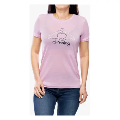 Merino triko dámské Super.natural I Love Climbing Tee - mauve mist/b.berry/nat wht