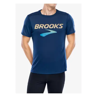 Běžecké triko Brooks Distance Short Sleeve 3.0 - blue slate/BR logo